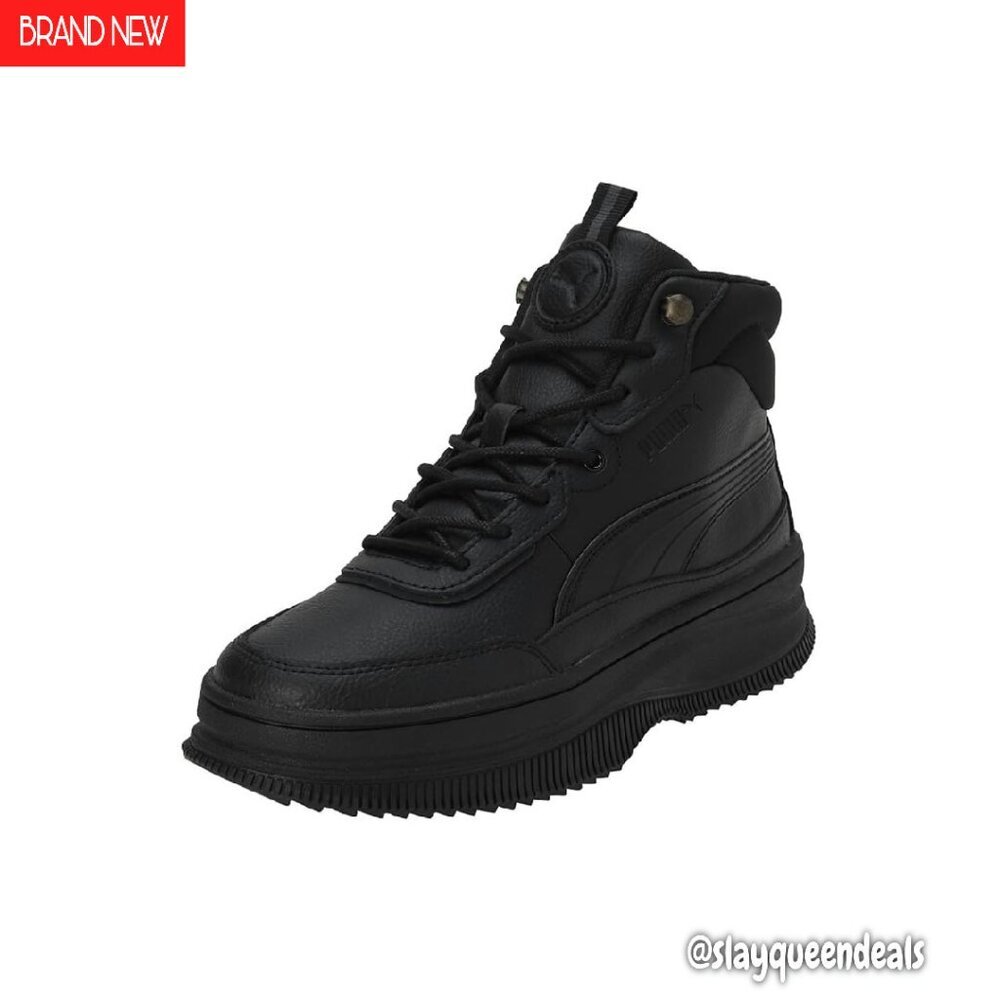 Leather Sneaker Boots with Recycled Materials, Cushioned Comfort, Size 7